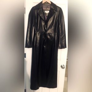 Charlotte Russe Shiny Black Faux Leather Full Length Long Coat Women’s S…